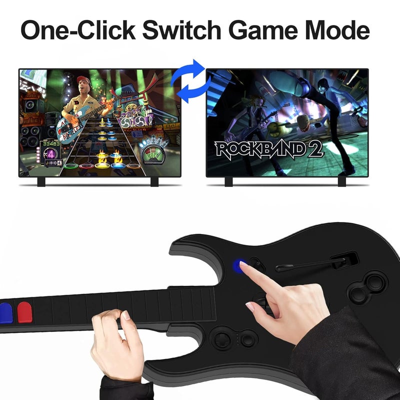 NBCP جيتار هيرو وحدة تحكم للكمبيوتر، جيتار هيرو لاسلكي لجهاز PS3/الكمبيوتر مع دونجل للعبة كلون هيرو، جيتار هيرو 3/4/5، روك باند 1/2، أسود - Image 5